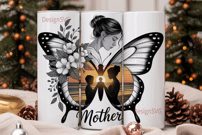 Mother's Day Butterfly Tumbler Wrap Sublimation DesignSVG 
