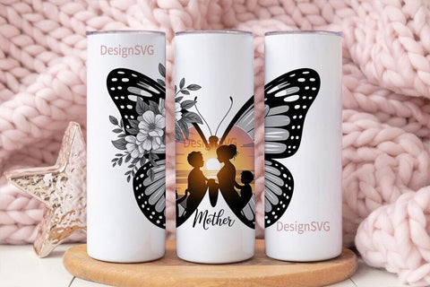 Mother's Day Butterfly Tumbler Wrap Sublimation DesignSVG 