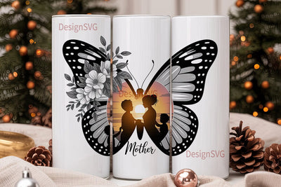 Mother's Day Butterfly Tumbler Wrap Sublimation DesignSVG 