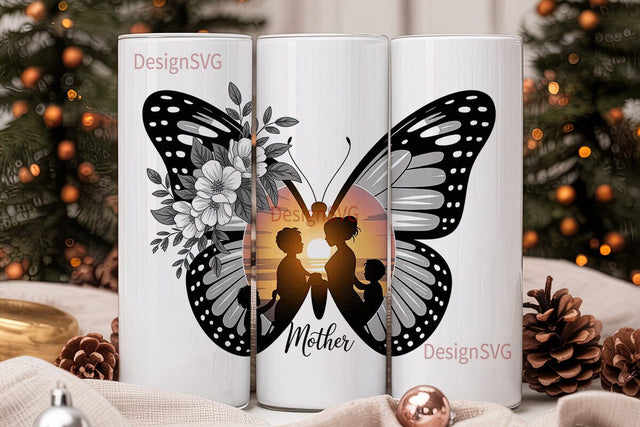 Mother's Day Butterfly Tumbler Wrap Sublimation DesignSVG 