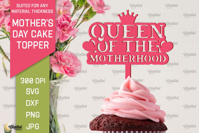 Mother's Day Cake Topper SVG. Cupcake Topper Laser Cut SVG Evgenyia Guschina 
