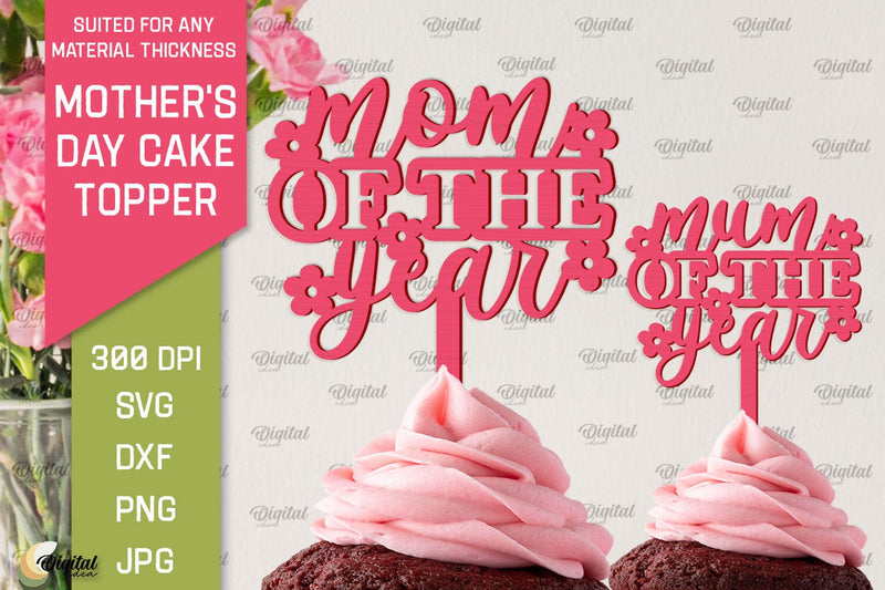 Mother's Day Cake Topper SVG. Cupcake Topper Laser Cut SVG Evgenyia Guschina 