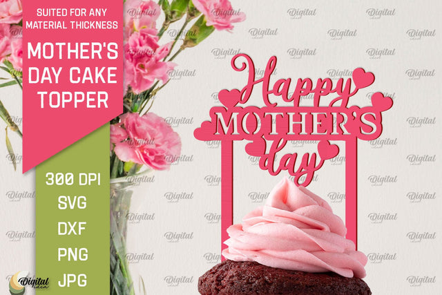 Mother's Day Cake Topper SVG. Cupcake Topper Laser Cut SVG Evgenyia Guschina 