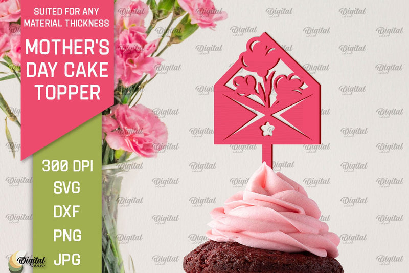 Mother's Day Cake Topper SVG. Cupcake Topper Laser Cut SVG Evgenyia Guschina 