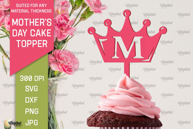 Mother's Day Cake Topper SVG. Cupcake Topper Laser Cut SVG Evgenyia Guschina 