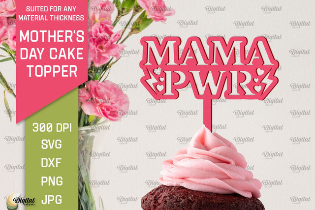 Mother's Day Cake Topper SVG. Cupcake Topper Laser Cut SVG Evgenyia Guschina 