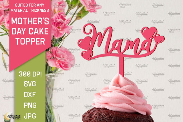 Mother's Day Cake Topper SVG. Cupcake Topper Laser Cut SVG Evgenyia Guschina 
