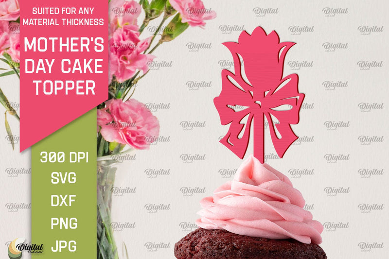 Mother's Day Cake Topper SVG. Cupcake Topper Laser Cut SVG Evgenyia Guschina 