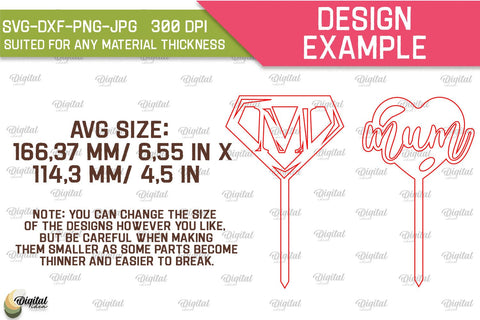 Mother's Day Cake Toppers SVG Bundle. Cupcake Toppers Laser Cut SVG Evgenyia Guschina 