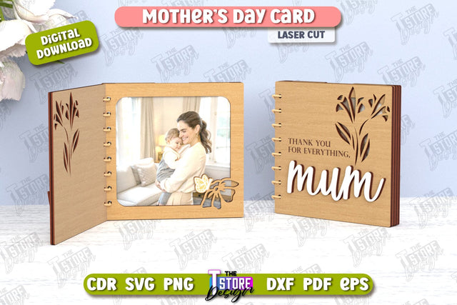 Mother's Day Card | Gift Idea | Greeting Card | Photo Frame | CNC File SVG Fly Design 