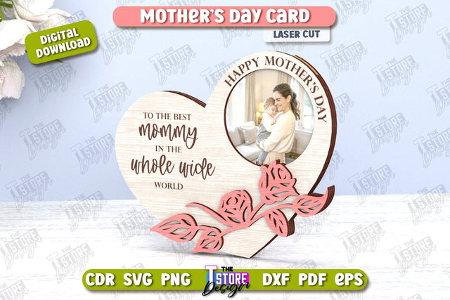 Mother's Day Card | Gift Idea | Greeting Card | Photo Frame | CNC File SVG The T Store Design 