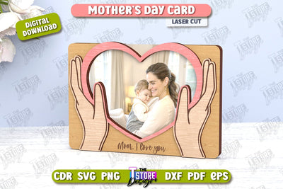 Mother's Day Card | Gift Idea | Greeting Card | Photo Frame | CNC File SVG The T Store Design 