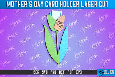 Mother's Day Card Holder | Flower Card Holder | Greeting Card Holder | Granny Gift | CNC File SVG Fly Design 