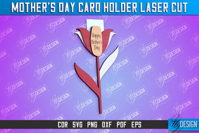 Mother's Day Card Holder | Flower Card Holder | Greeting Card Holder | Granny Gift | CNC File SVG Fly Design 