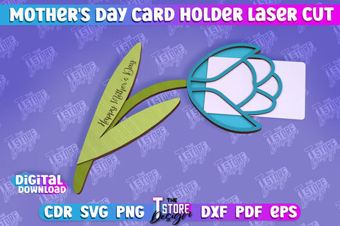 Mother's Day Card Holder | Flower Card Holder | Greeting Card Holder | Granny Gift | CNC File SVG The T Store Design 