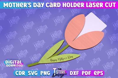 Mother's Day Card Holder | Flower Card Holder | Greeting Card Holder | Granny Gift | CNC File SVG The T Store Design 
