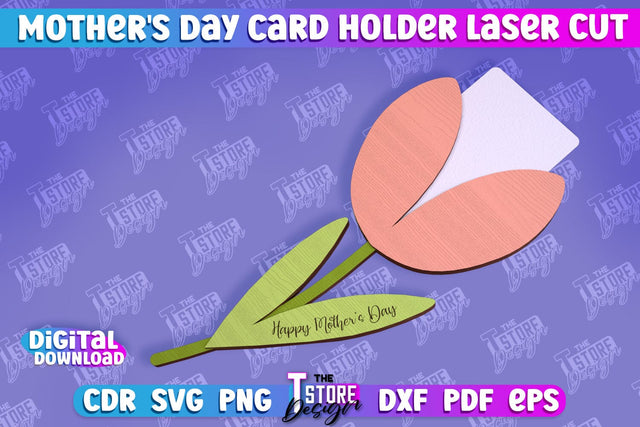 Mother's Day Card Holder | Flower Card Holder | Greeting Card Holder | Granny Gift | CNC File SVG The T Store Design 