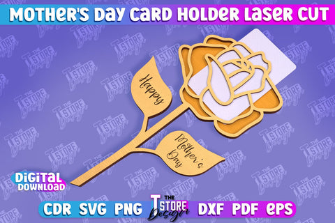 Mother's Day Card Holder | Flower Card Holder | Greeting Card Holder | Granny Gift | CNC File SVG The T Store Design 