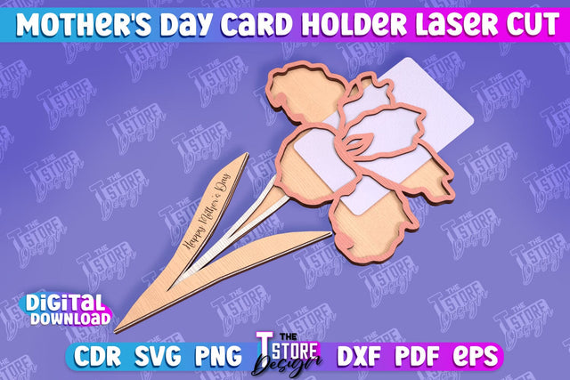 Mother's Day Card Holder | Flower Card Holder | Greeting Card Holder | Granny Gift | CNC File SVG The T Store Design 