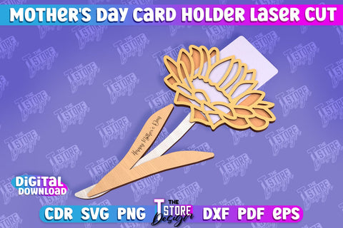 Mother's Day Card Holder | Flower Card Holder | Greeting Card Holder | Granny Gift | CNC File SVG The T Store Design 