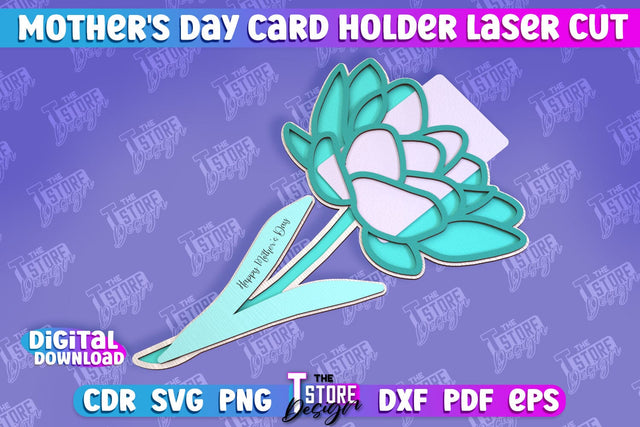Mother's Day Card Holder | Flower Card Holder | Greeting Card Holder | Granny Gift | CNC File SVG The T Store Design 