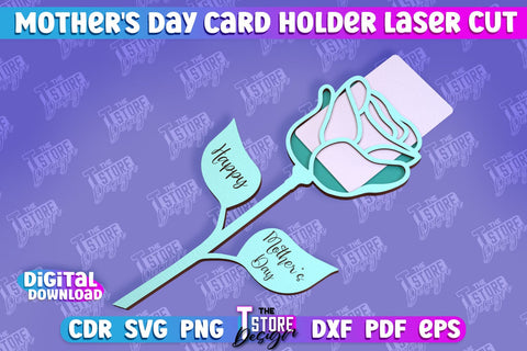 Mother's Day Card Holder | Flower Card Holder | Greeting Card Holder | Granny Gift | CNC File SVG The T Store Design 