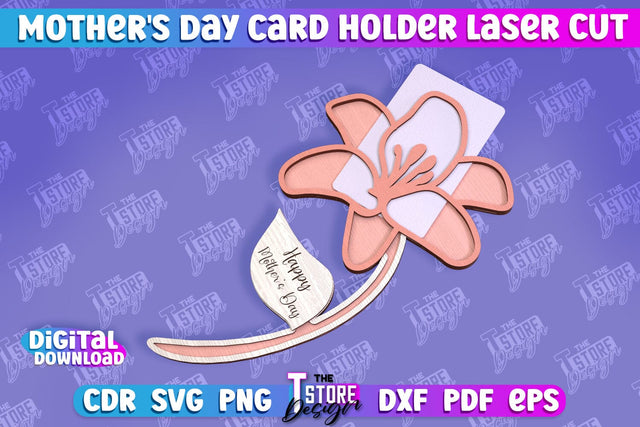 Mother's Day Card Holder | Flower Card Holder | Greeting Card Holder | Granny Gift | CNC File SVG The T Store Design 