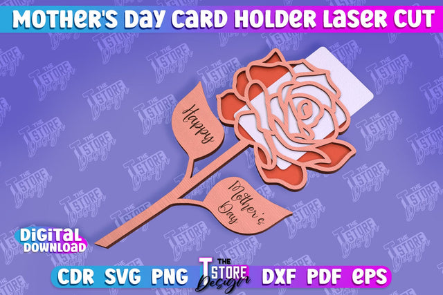 Mother's Day Card Holder | Flower Card Holder | Greeting Card Holder | Granny Gift | CNC File SVG The T Store Design 