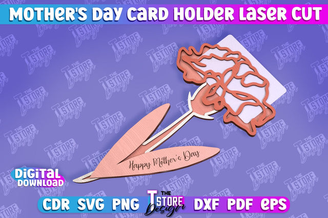 Mother's Day Card Holder | Flower Card Holder | Greeting Card Holder | Granny Gift | CNC File SVG The T Store Design 