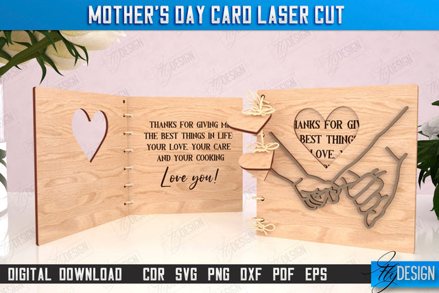 Mother's Day Card Laser Cut | Gift Idea | Greeting Card | Photo Frame | CNC File SVG Fly Design 