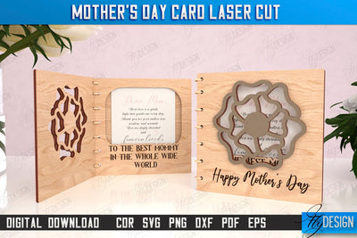 Mother's Day Card Laser Cut | Gift Idea | Greeting Card | Photo Frame | CNC File SVG Fly Design 