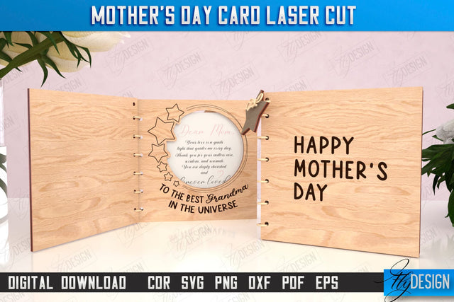 Mother's Day Card Laser Cut | Gift Idea | Greeting Card | Photo Frame | CNC File SVG Fly Design 