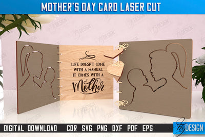 Mother's Day Card Laser Cut | Gift Idea | Greeting Card | Photo Frame | CNC File SVG Fly Design 