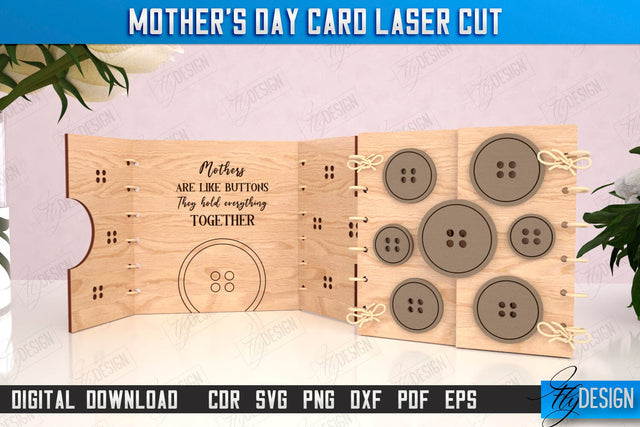 Mother's Day Card Laser Cut | Gift Idea | Greeting Card | Photo Frame | CNC File SVG Fly Design 