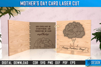 Mother's Day Card Laser Cut | Gift Idea | Greeting Card | Photo Frame | CNC File SVG Fly Design 