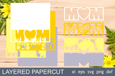 Mothers day card papercut, 3d layered mom svg, Cricut template 3D Paper AnastasiyaArtDesign 