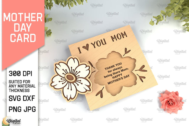 Mothers Day Card SVG. Greeting Card Laser Cut SVG Evgenyia Guschina 