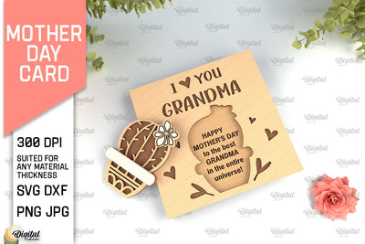 Mothers Day Card SVG. Greeting Card Laser Cut SVG Evgenyia Guschina 