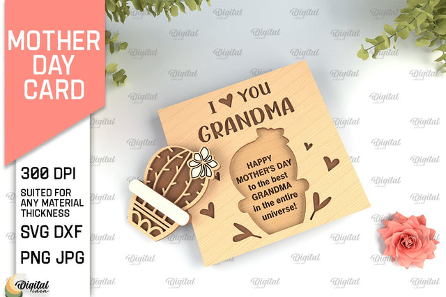 Mothers Day Card SVG. Greeting Card Laser Cut SVG Evgenyia Guschina 