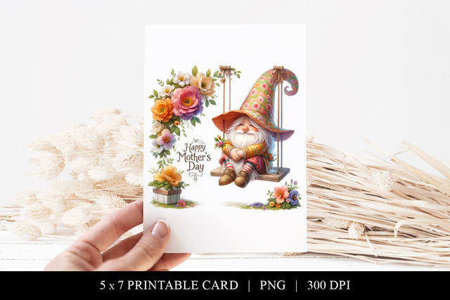 Mother's Day Card with Cute Gnome Sublimation BijouBay 