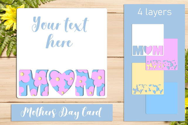 Mothers day card with flowers, 3d layered mom svg 3D Paper AnastasiyaArtDesign 