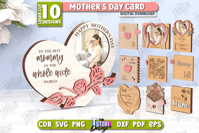 Mother's Day Cards Bundle | Gift Idea | Greeting Card | Photo Frame | CNC Files SVG The T Store Design 