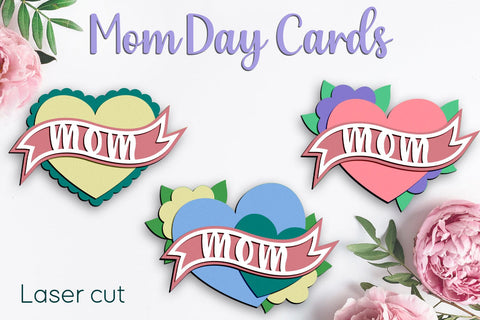 Mothers day cards, Mom gift card, Layered heart SVG AnastasiyaArtDesign 