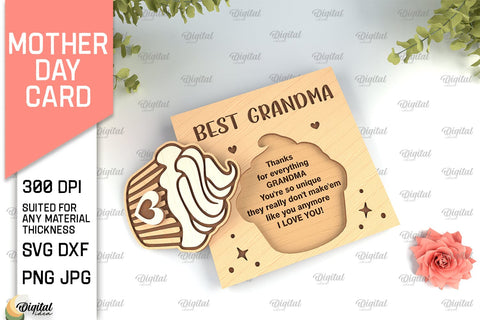 Mothers Day Cards SVG Bundle. Greeting Cards Laser Cut SVG Evgenyia Guschina 