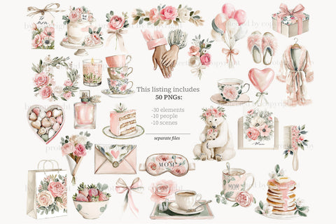 Mothers Day Clip Art | Mom and Baby PNG | Love You Mom Image SVG GlamArtZhanna 