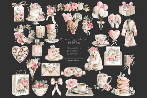 Mothers Day Clip Art | Mom and Baby PNG | Love You Mom Image SVG GlamArtZhanna 