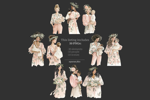 Mothers Day Clip Art | Mom and Baby PNG | Love You Mom Image SVG GlamArtZhanna 