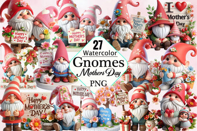 Mothers Day Clipart - Gnomes Sublimation Clipart Bundle Sublimation SVGArt 