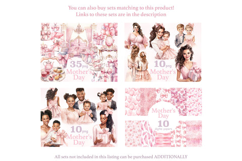 Mother's Day Clipart Set | Children Illustration PNG Bundle SVG GlamArtZhanna 