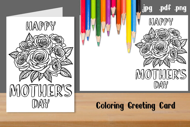 Mother's Day Coloring Card Template SVG zafrans studio 